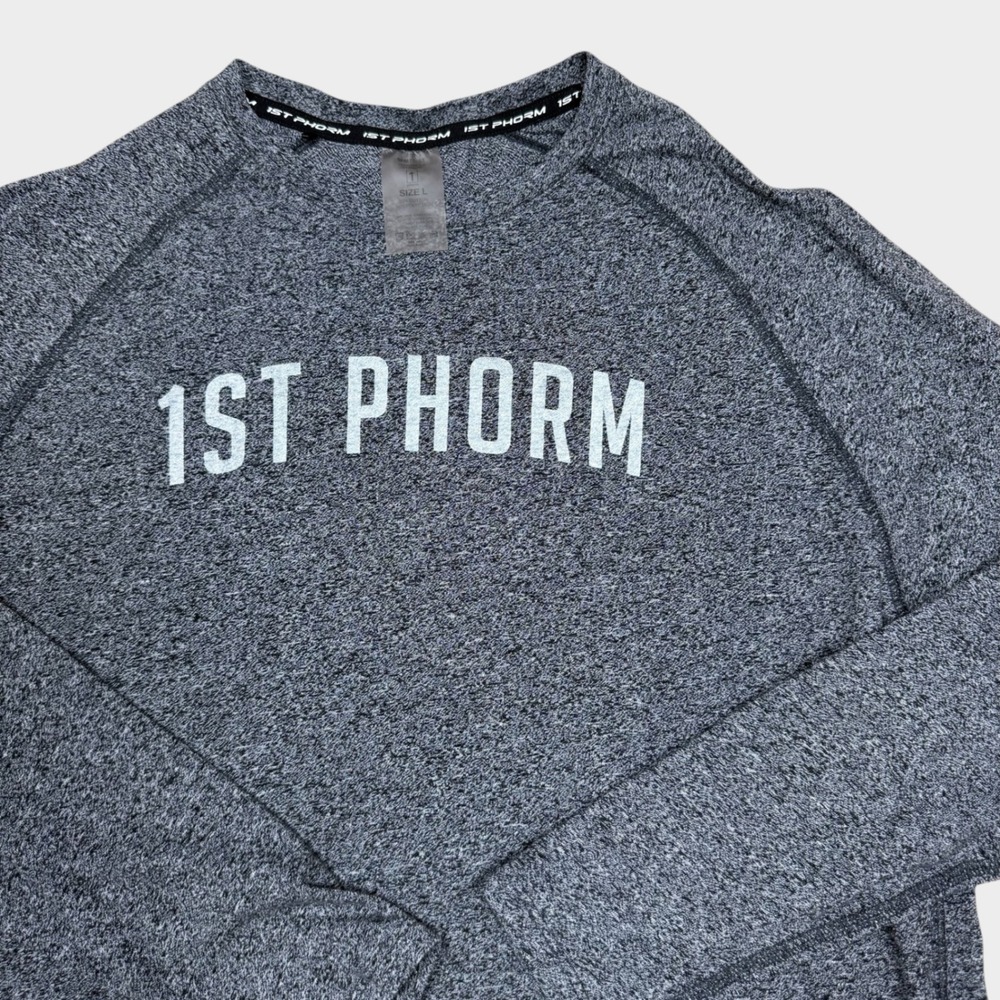1st Phorm Mens Large Long Sleeve Performance Shirt Heathered Grey Logo 1PMT0058